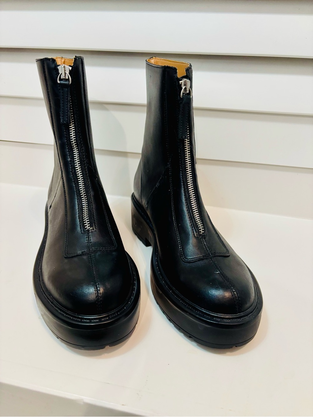 Steve Madden Black Center-Zip Platform Ankle Boots